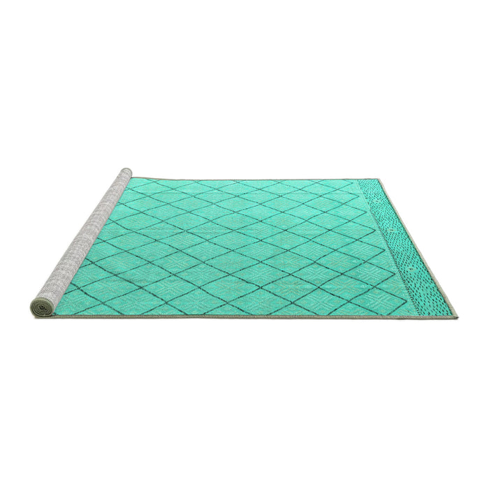 Sideview of Machine Washable Solid Turquoise Modern Area Rugs, wshabs4930turq