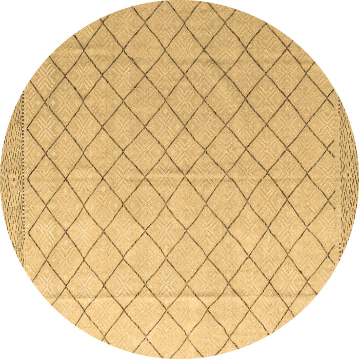 Round Machine Washable Solid Brown Modern Rug, wshabs4930brn