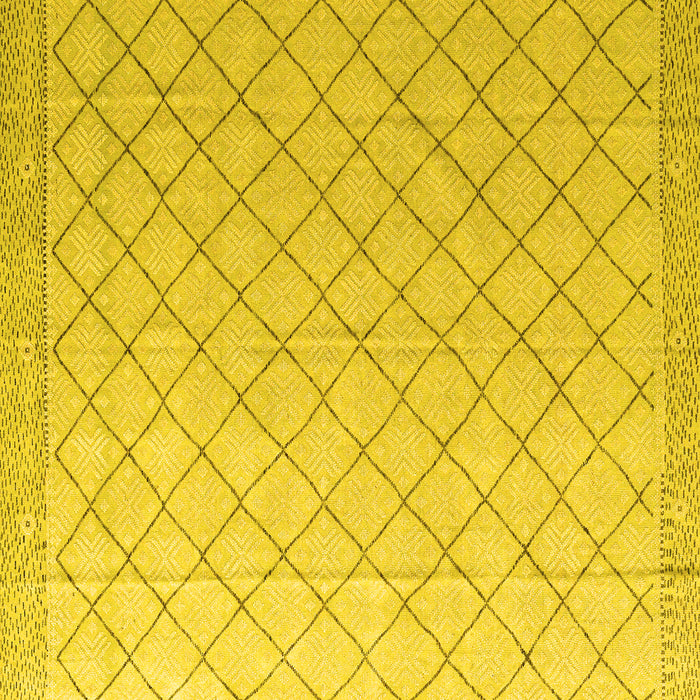 Square Machine Washable Solid Yellow Modern Rug, wshabs4930yw