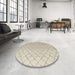Round Machine Washable Abstract Camel Brown Rug in a Office, wshabs4930