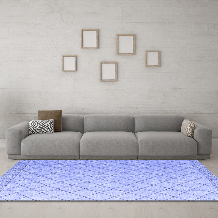 Machine Washable Solid Blue Modern Rug in a Living Room, wshabs4930blu