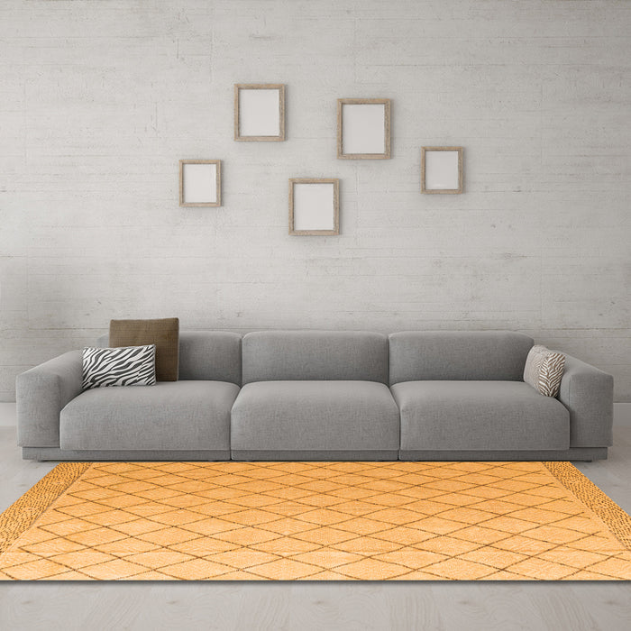 Machine Washable Solid Orange Modern Area Rugs in a Living Room, wshabs4930org