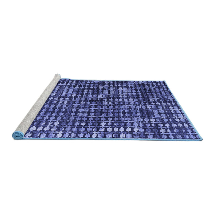 Sideview of Machine Washable Abstract Blue Modern Rug, wshabs4931blu