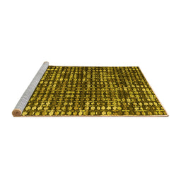 Sideview of Machine Washable Abstract Yellow Modern Rug, wshabs4931yw