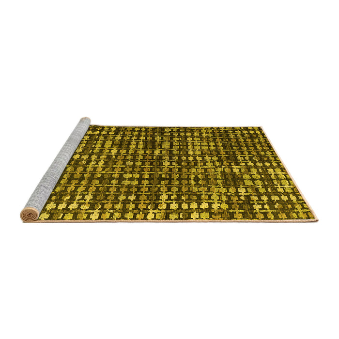 Sideview of Machine Washable Abstract Yellow Modern Rug, wshabs4931yw