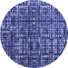 Round Machine Washable Abstract Blue Modern Rug, wshabs4931blu