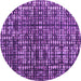 Round Machine Washable Abstract Purple Modern Area Rugs, wshabs4931pur