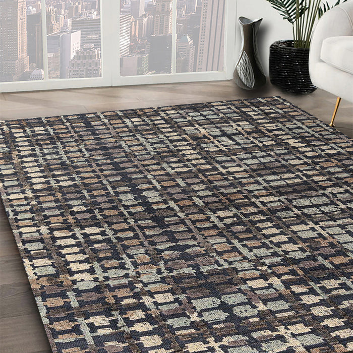 Abstract Pink Modern Rug in Family Room, abs4931