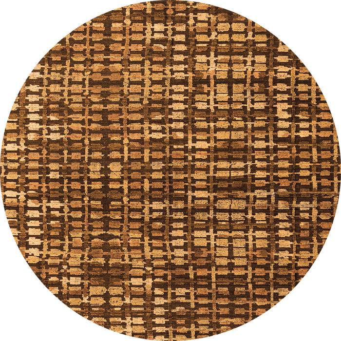 Round Machine Washable Abstract Orange Modern Area Rugs, wshabs4931org