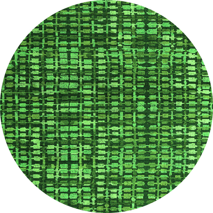 Round Machine Washable Abstract Green Modern Area Rugs, wshabs4931grn