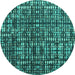 Round Abstract Turquoise Modern Rug, abs4931turq