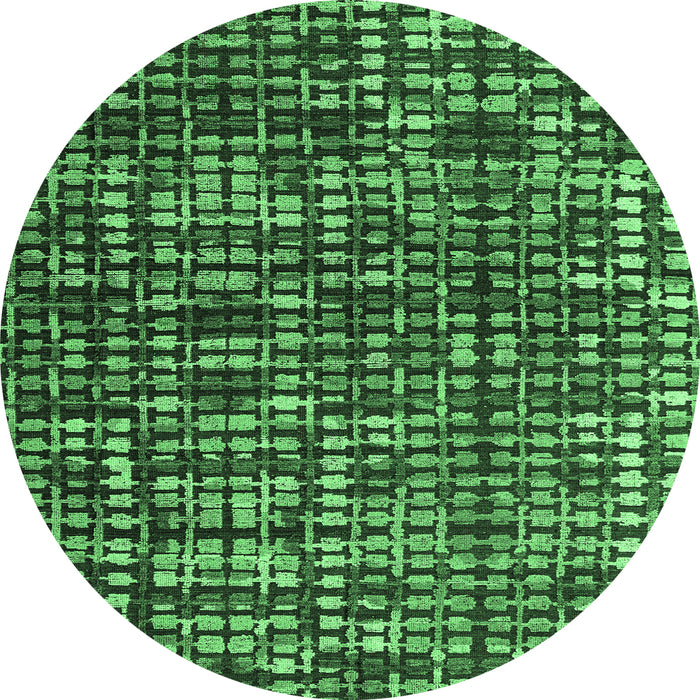 Round Abstract Emerald Green Modern Rug, abs4931emgrn