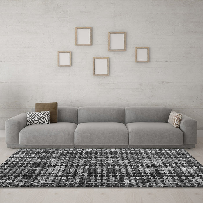 Machine Washable Abstract Gray Modern Rug in a Living Room,, wshabs4931gry