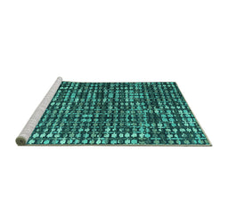 Sideview of Machine Washable Abstract Turquoise Modern Area Rugs, wshabs4931turq