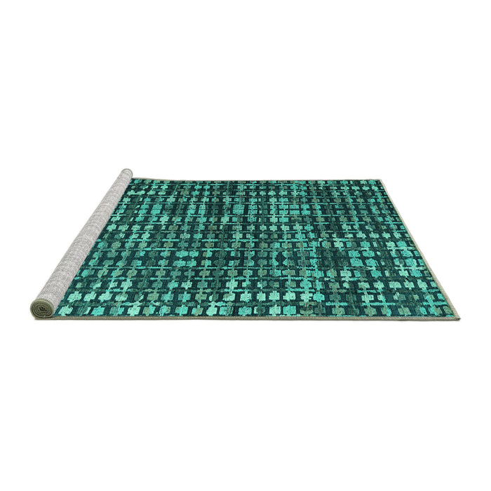 Sideview of Machine Washable Abstract Turquoise Modern Area Rugs, wshabs4931turq