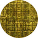 Round Abstract Yellow Modern Rug, abs4931yw