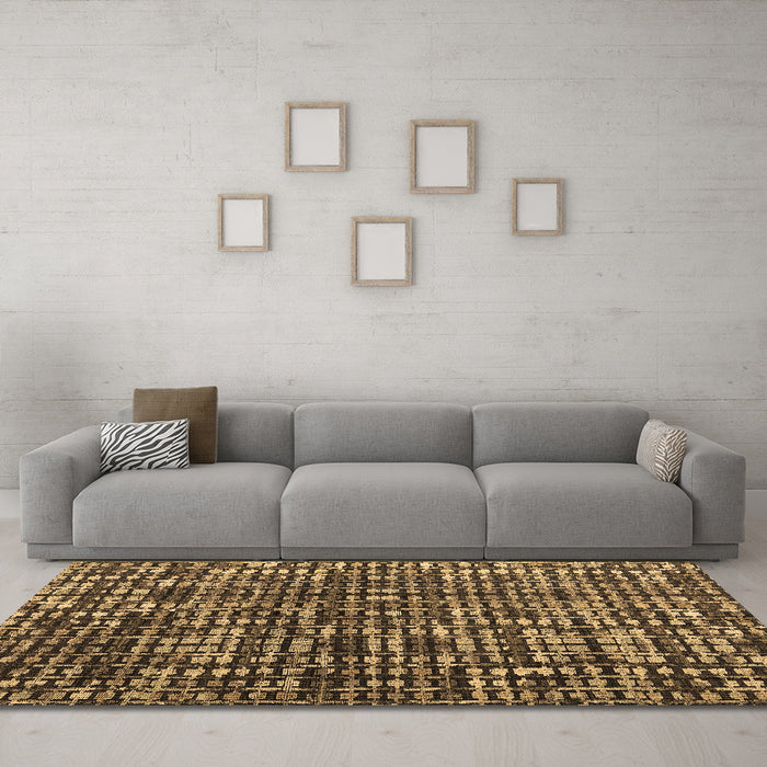 Machine Washable Abstract Brown Modern Rug in a Living Room,, wshabs4931brn
