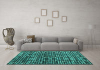 Machine Washable Abstract Turquoise Modern Rug, wshabs4931turq