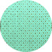 Round Machine Washable Solid Turquoise Modern Area Rugs, wshabs4932turq