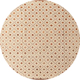 Round Machine Washable Abstract Tangerine Pink Rug, wshabs4932