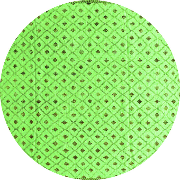 Round Machine Washable Solid Green Modern Area Rugs, wshabs4932grn