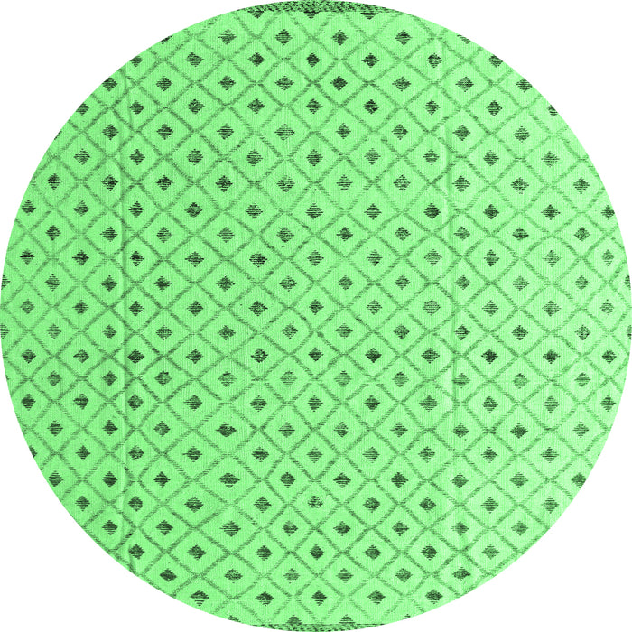 Round Machine Washable Solid Emerald Green Modern Area Rugs, wshabs4932emgrn