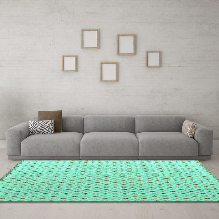 Machine Washable Solid Turquoise Modern Area Rugs in a Living Room,, wshabs4932turq