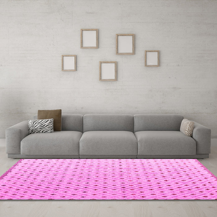 Machine Washable Solid Pink Modern Rug in a Living Room, wshabs4932pnk