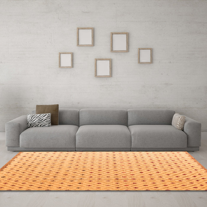 Machine Washable Solid Orange Modern Area Rugs in a Living Room, wshabs4932org