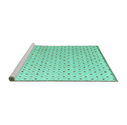 Sideview of Machine Washable Solid Turquoise Modern Area Rugs, wshabs4932turq