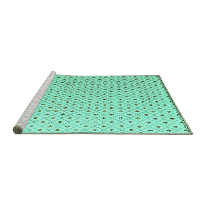 Sideview of Machine Washable Solid Turquoise Modern Area Rugs, wshabs4932turq