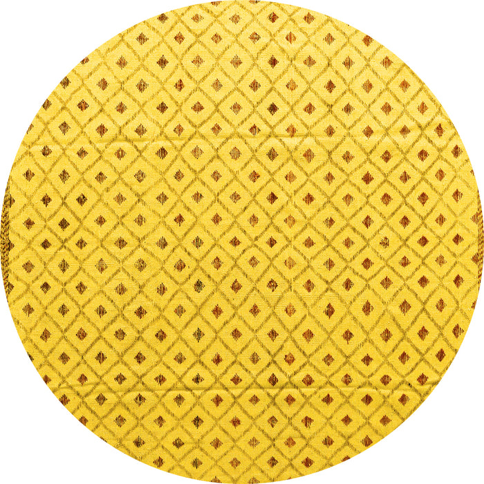 Round Machine Washable Solid Yellow Modern Rug, wshabs4932yw