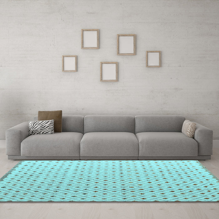 Machine Washable Solid Light Blue Modern Rug in a Living Room, wshabs4932lblu