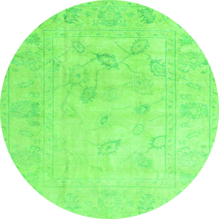 Round Oriental Green Traditional Rug, abs4933grn