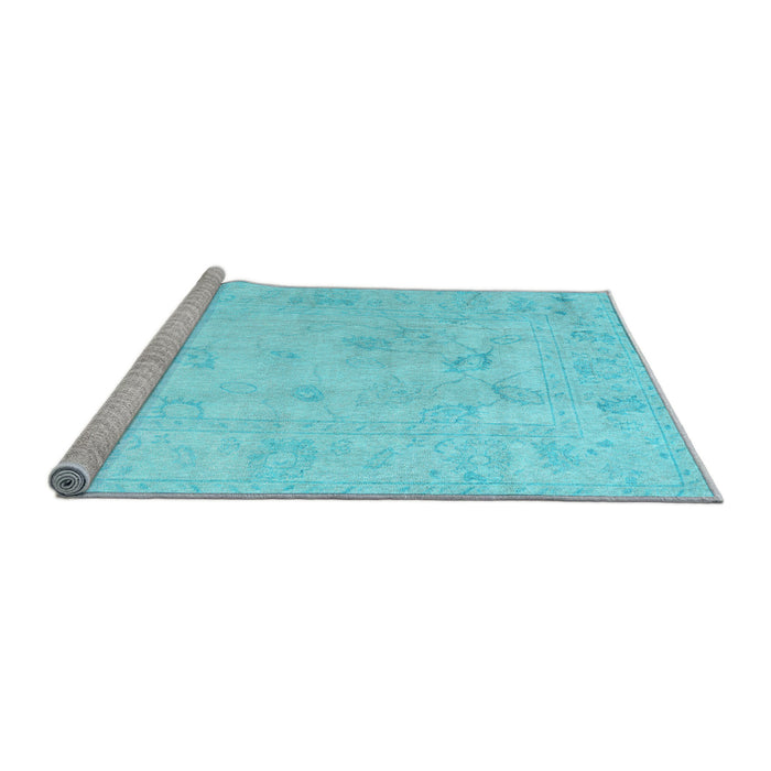 Sideview of Machine Washable Oriental Light Blue Traditional Rug, wshabs4933lblu