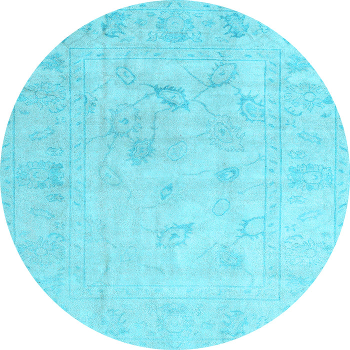 Round Oriental Light Blue Traditional Rug, abs4933lblu