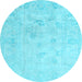 Round Oriental Light Blue Traditional Rug, abs4933lblu