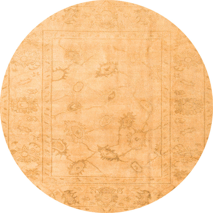Round Oriental Orange Traditional Rug, abs4933org