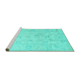 Sideview of Machine Washable Oriental Turquoise Traditional Area Rugs, wshabs4933turq