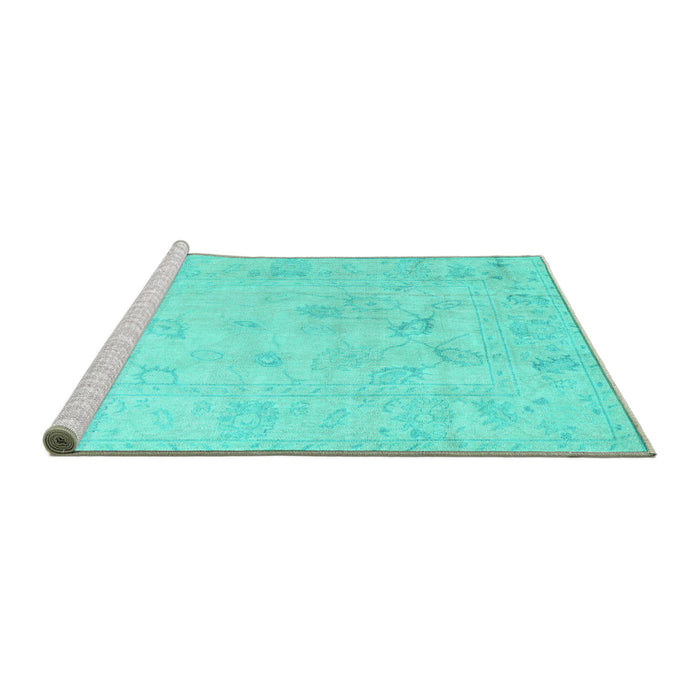 Sideview of Machine Washable Oriental Turquoise Traditional Area Rugs, wshabs4933turq