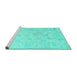 Sideview of Machine Washable Oriental Turquoise Traditional Area Rugs, wshabs4933turq