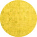 Round Oriental Yellow Traditional Rug, abs4933yw