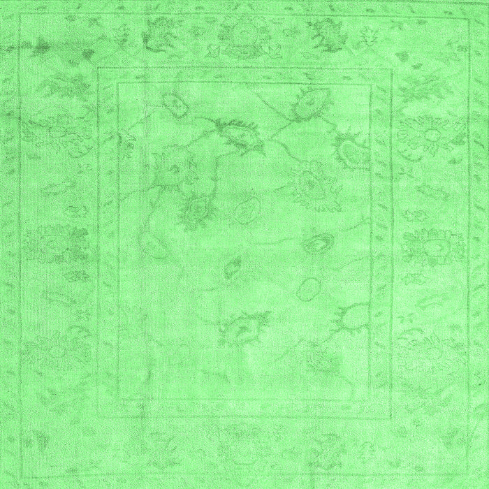 Square Machine Washable Oriental Emerald Green Traditional Area Rugs, wshabs4933emgrn