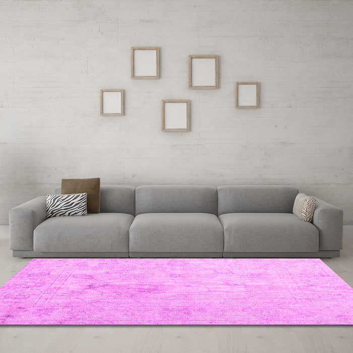 Machine Washable Oriental Pink Traditional Rug in a Living Room, wshabs4933pnk