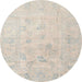 Round Abstract Tan Brown Oriental Rug, abs4933