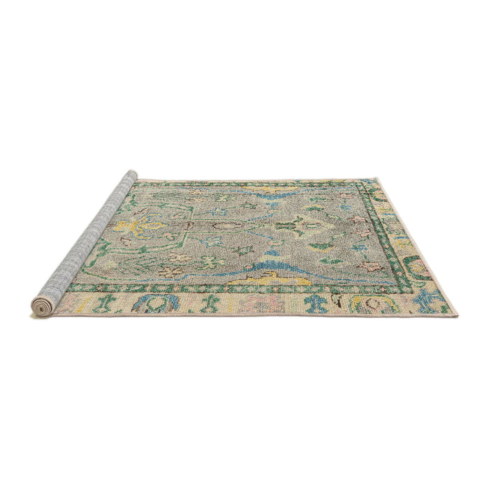 Sideview of Machine Washable Abstract Khaki Green Rug, wshabs4934