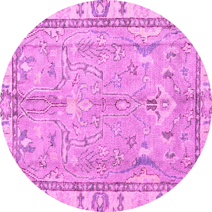 Round Machine Washable Oriental Pink Traditional Rug, wshabs4934pnk