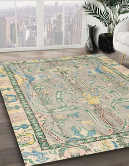 Machine Washable Abstract Khaki Green Rug in a Family Room, wshabs4934