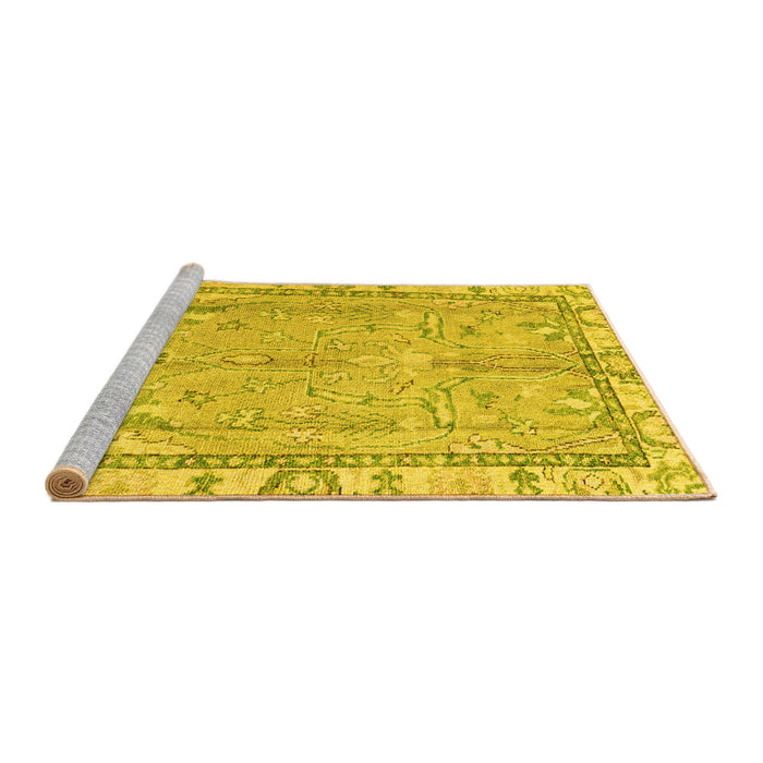 Sideview of Machine Washable Oriental Yellow Traditional Rug, wshabs4934yw