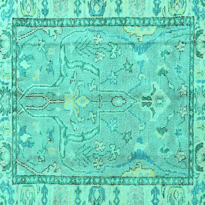 Square Machine Washable Oriental Turquoise Traditional Area Rugs, wshabs4934turq